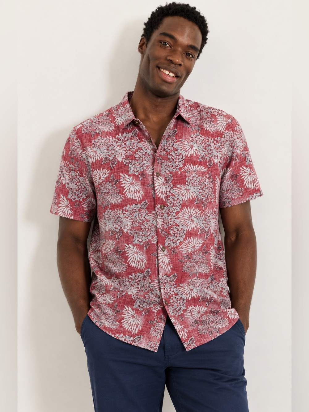 Fat Face Men’s Short Sleeve Cotton Button Up Shirt Floral Size XL *218